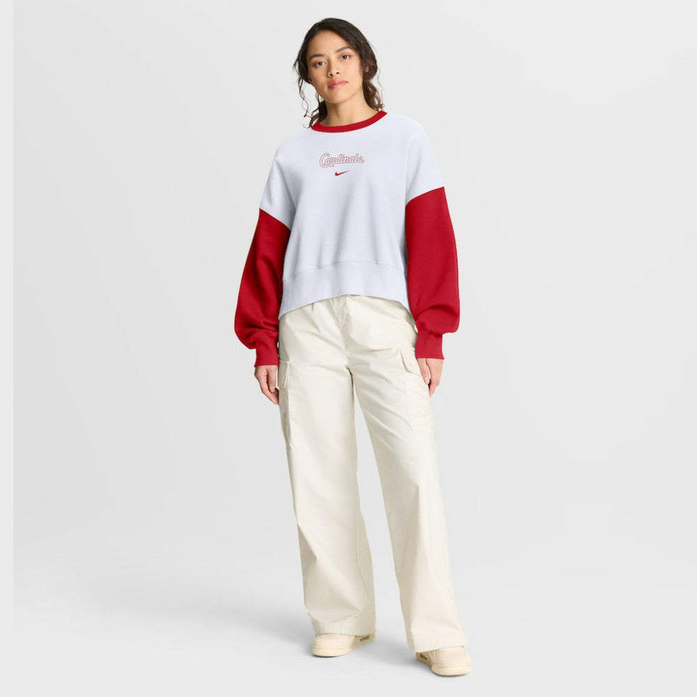 St. Louis Cardinals Women's Oversized High Hip Fleece Sweatshirt White/Red | Nike