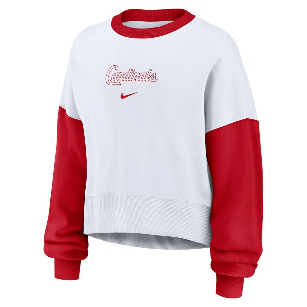 St. Louis Cardinals Women's Oversized High Hip Fleece Sweatshirt White/Red | Nike
