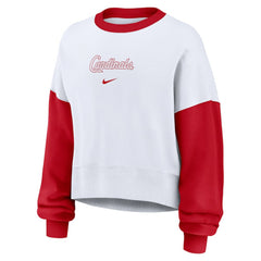 St. Louis Cardinals Women's Oversized High Hip Fleece Sweatshirt White/Red | Nike