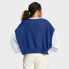 New York Mets Women's Oversized High Hip Fleece Sweatshirt Royal/White | Nike