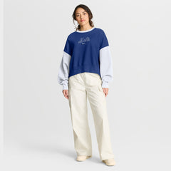 New York Mets Women's Oversized High Hip Fleece Sweatshirt Royal/White | Nike