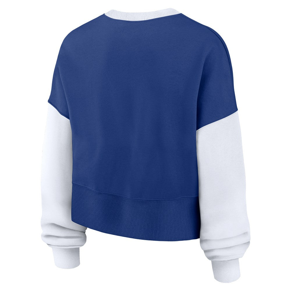 New York Mets Women's Oversized High Hip Fleece Sweatshirt Royal/White | Nike