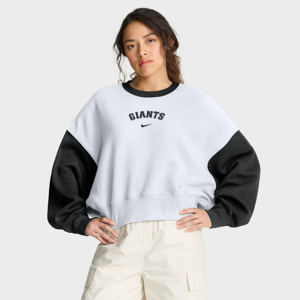 San Francisco Giants Women's Oversized High Hip Fleece Sweatshirt White/Black | Nike