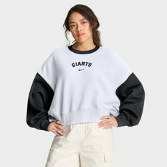 San Francisco Giants Women's Oversized High Hip Fleece Sweatshirt White/Black | Nike