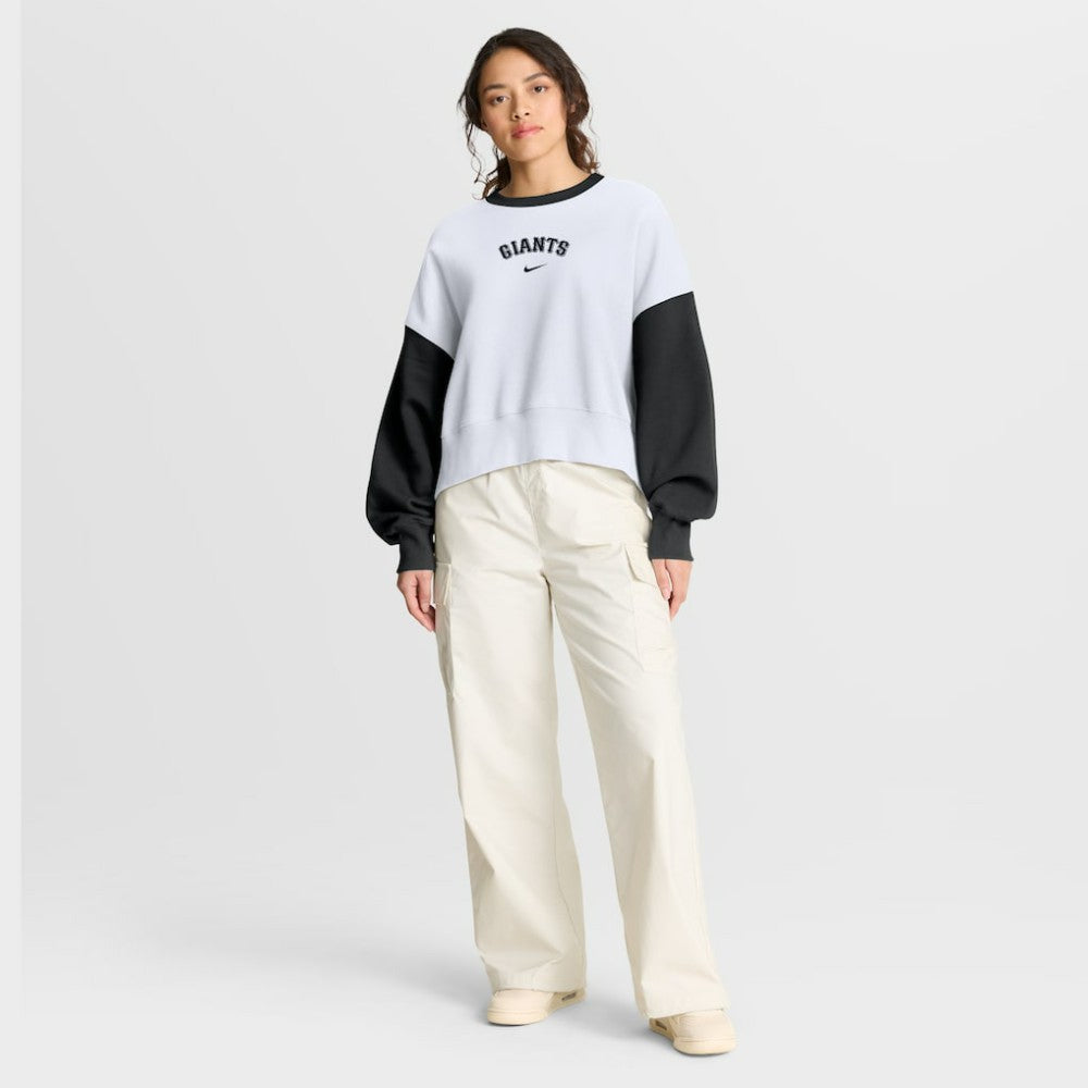 San Francisco Giants Women's Oversized High Hip Fleece Sweatshirt White/Black | Nike