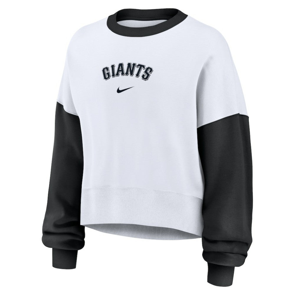 San Francisco Giants Women's Oversized High Hip Fleece Sweatshirt White/Black | Nike