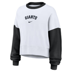 San Francisco Giants Women's Oversized High Hip Fleece Sweatshirt White/Black | Nike
