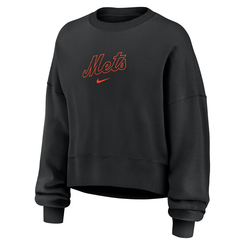 New York Mets Women's Oversized Primetime Sweatshirt Black | Nike