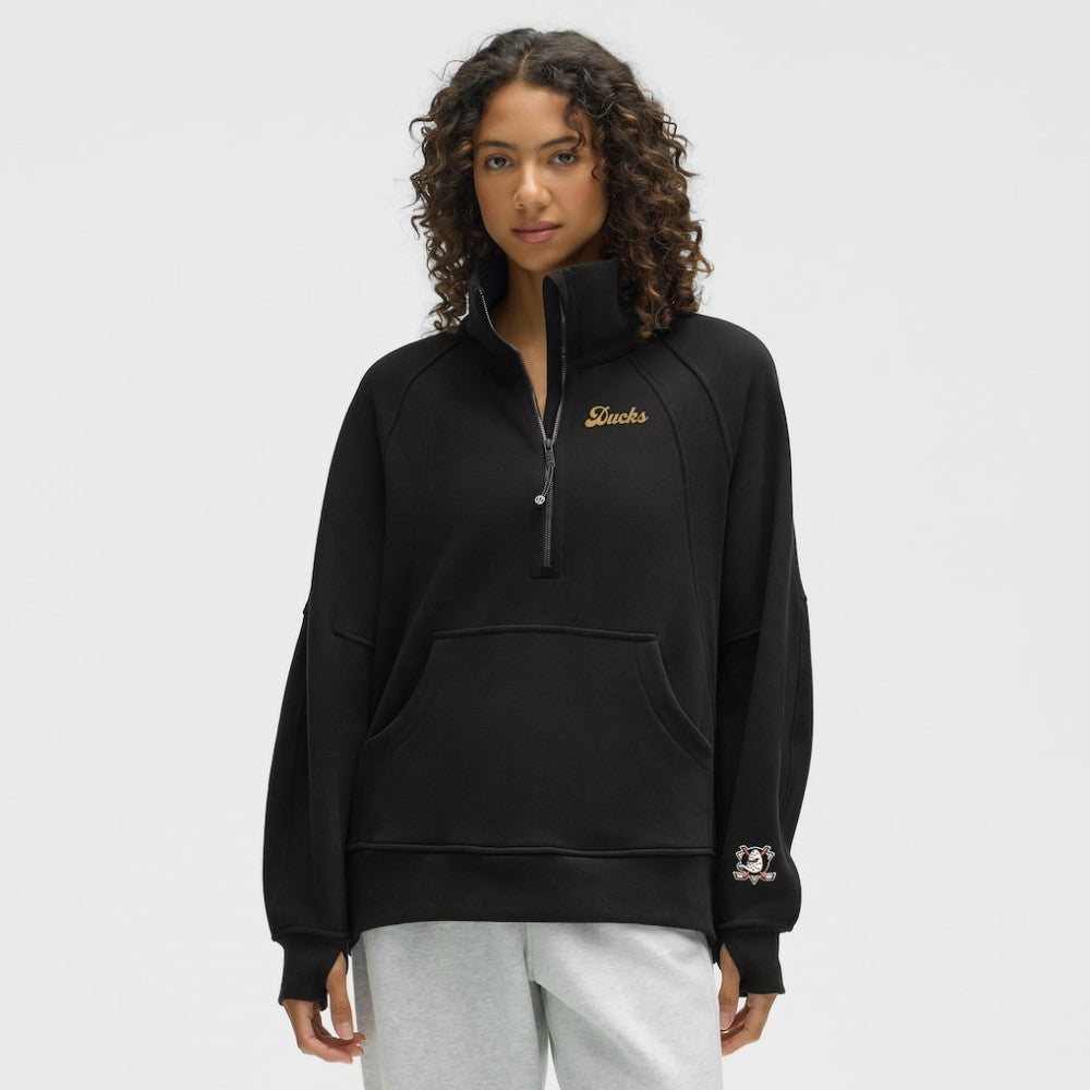 Anaheim Ducks lululemon Women's Long Scuba Oversized Half-Zip Funnel Neck Black