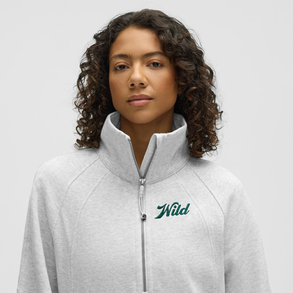 Minnesota Wild lululemon Women's Long Scuba Oversized Half-Zip Funnel Neck Heathered Core Ultra Light Grey