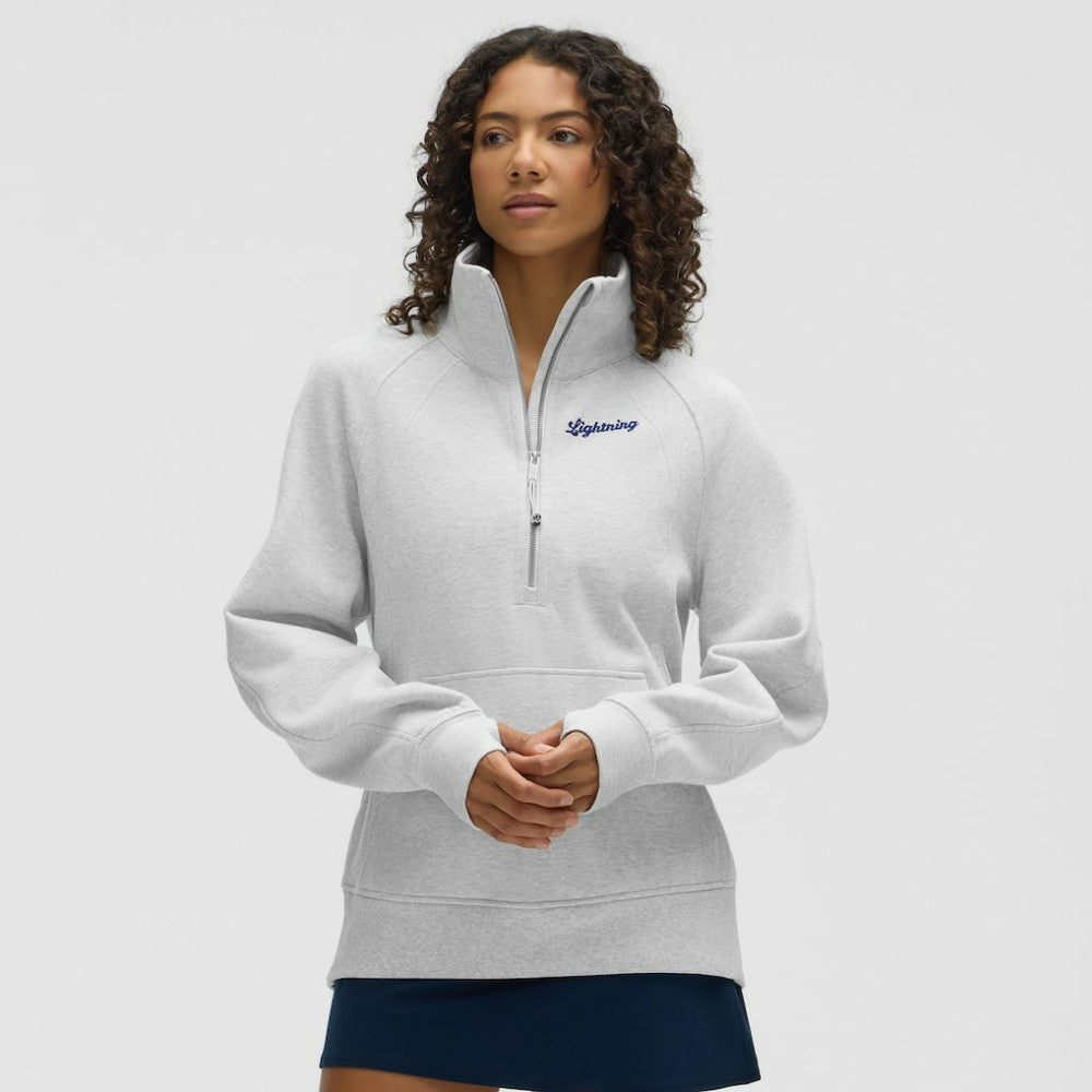 Tampa Bay Lightning lululemon Women's Long Scuba Oversized Half-Zip Funnel Neck Heathered Core Ultra Light Grey