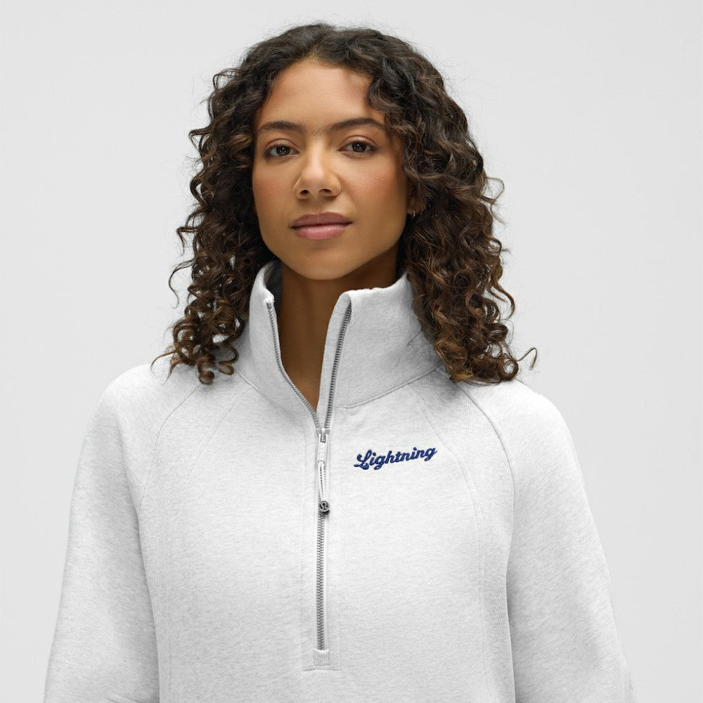 Tampa Bay Lightning lululemon Women's Long Scuba Oversized Half-Zip Funnel Neck Heathered Core Ultra Light Grey