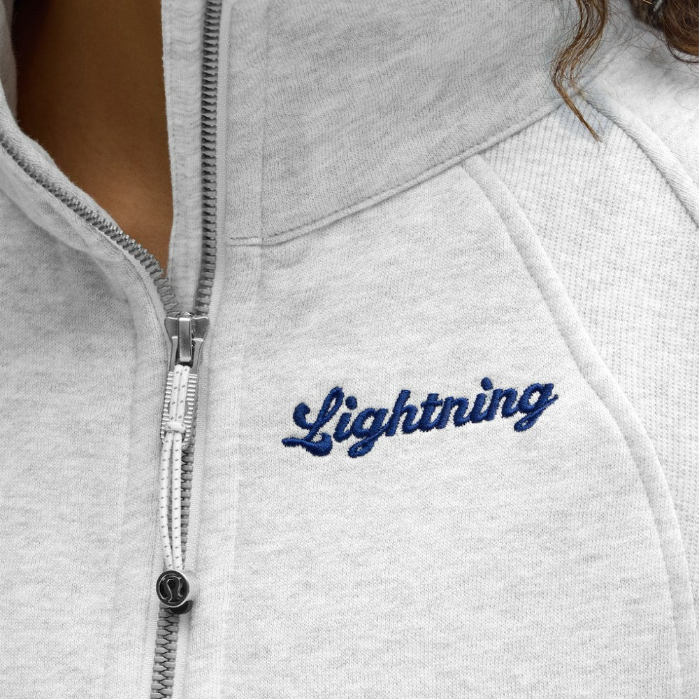 Tampa Bay Lightning lululemon Women's Long Scuba Oversized Half-Zip Funnel Neck Heathered Core Ultra Light Grey