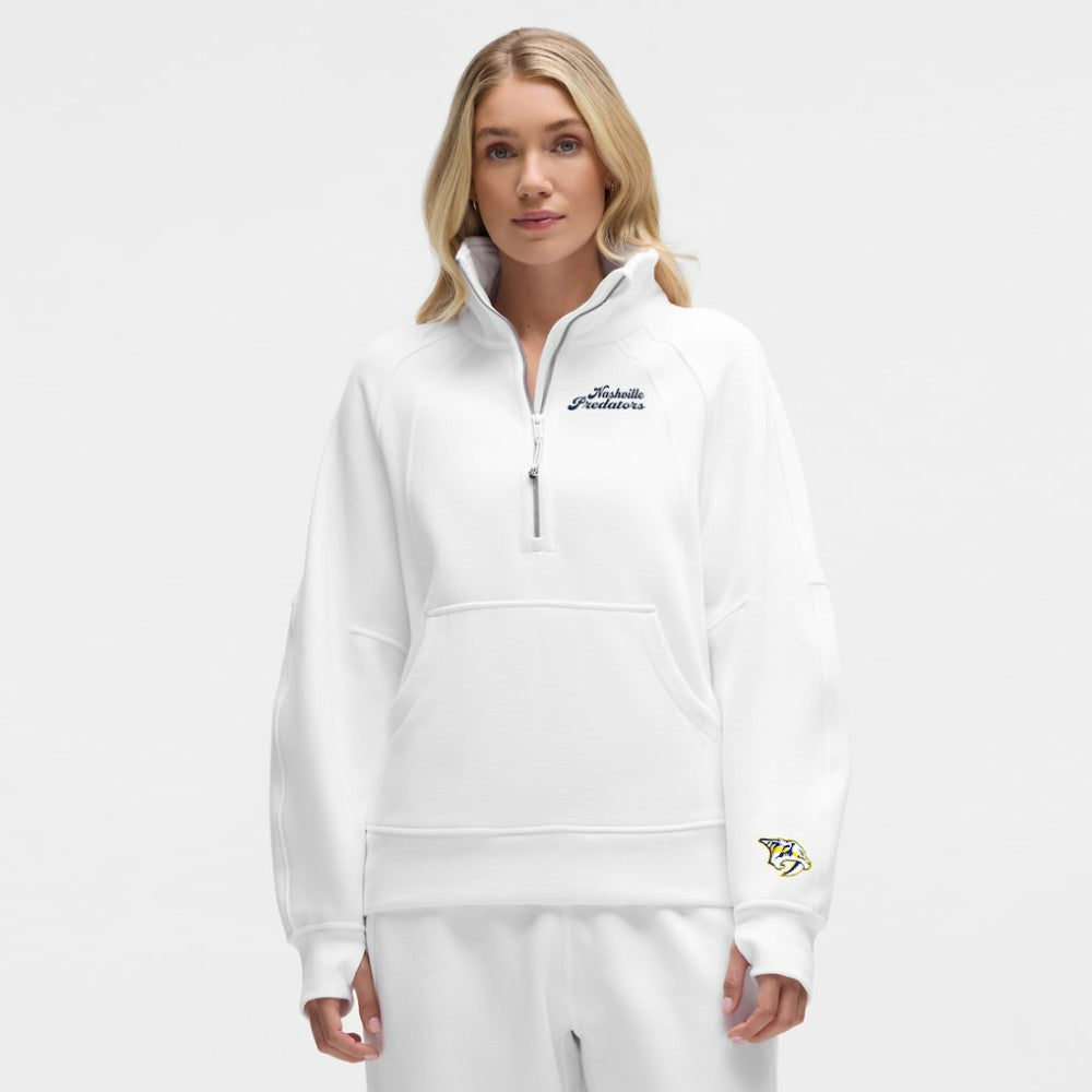 Nashville Predators lululemon Women's Long Scuba Oversized Half-Zip Funnel Neck White