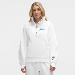 St. Louis Blues lululemon Women's Long Scuba Oversized Half-Zip Funnel Neck White