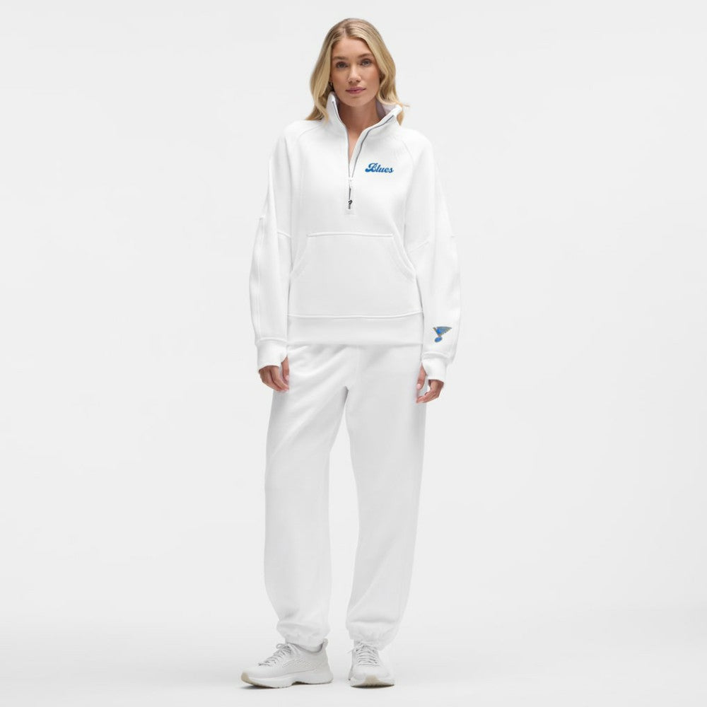 St. Louis Blues lululemon Women's Long Scuba Oversized Half-Zip Funnel Neck White