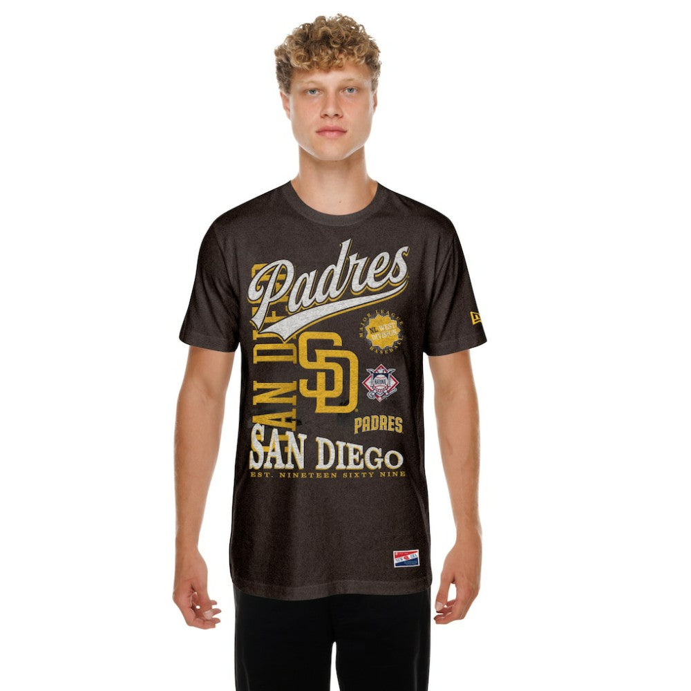 San Diego Padres  Oversized Throwback Distressed T-Shirt Brown | New Era
