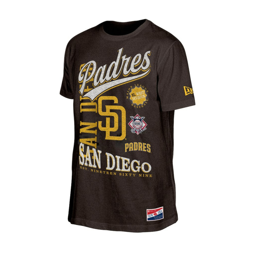San Diego Padres  Oversized Throwback Distressed T-Shirt Brown | New Era