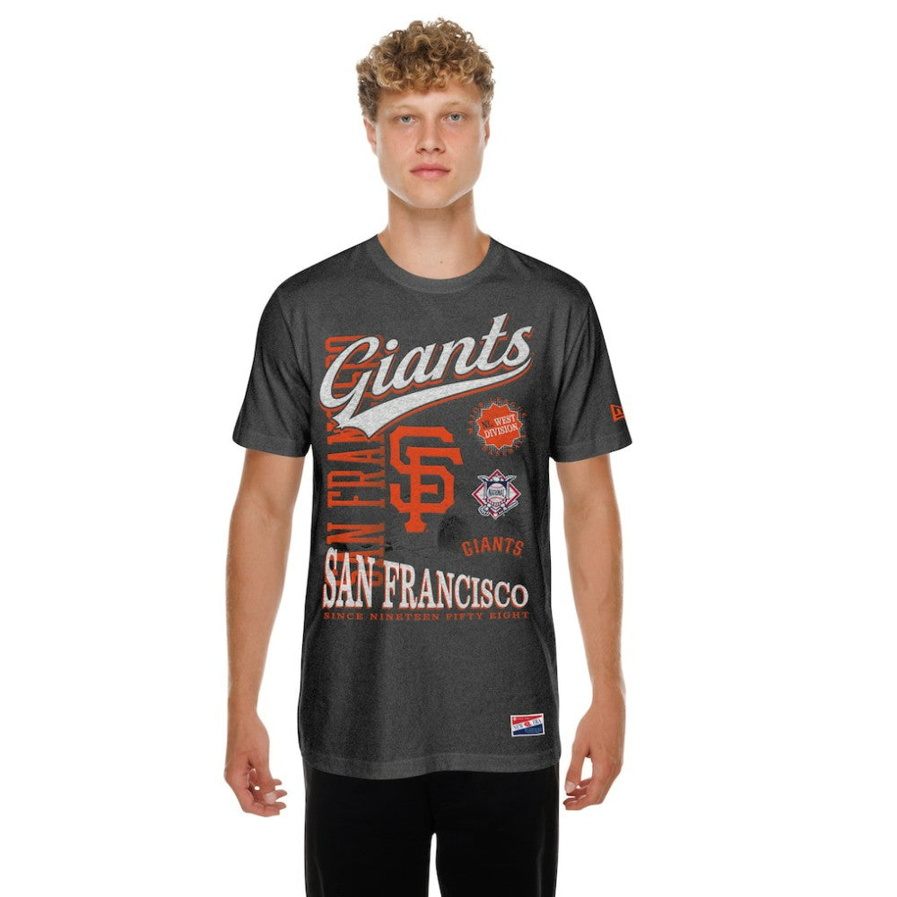 San Francisco Giants  Oversized Throwback Distressed T-Shirt Black | New Era