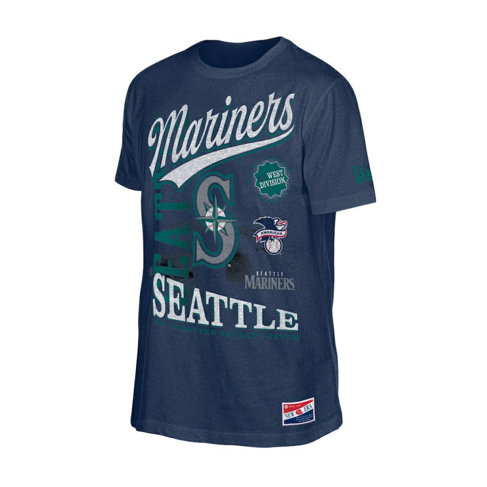 Seattle Mariners  Oversized Throwback Distressed T-Shirt Navy | New Era