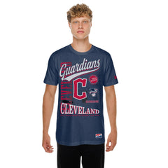 Cleveland Guardians  Oversized Throwback Distressed T-Shirt Navy | New Era