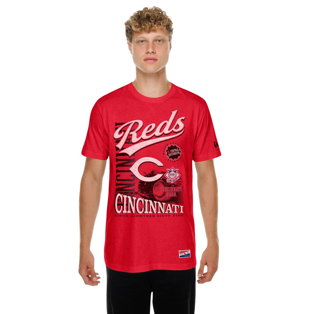 Cincinnati Reds  Oversized Throwback Distressed T-Shirt Red | New Era