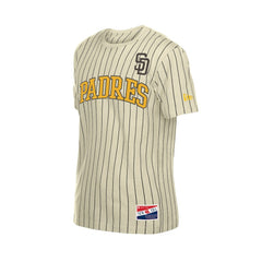 San Diego Padres Throwback Meshback Pinstripe T-Shirt Cream | New Era