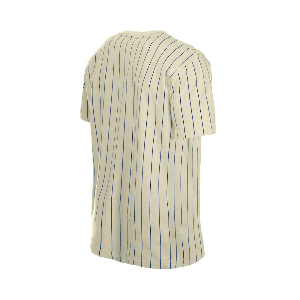 Atlanta Braves Throwback Meshback Pinstripe T-Shirt Cream | New Era