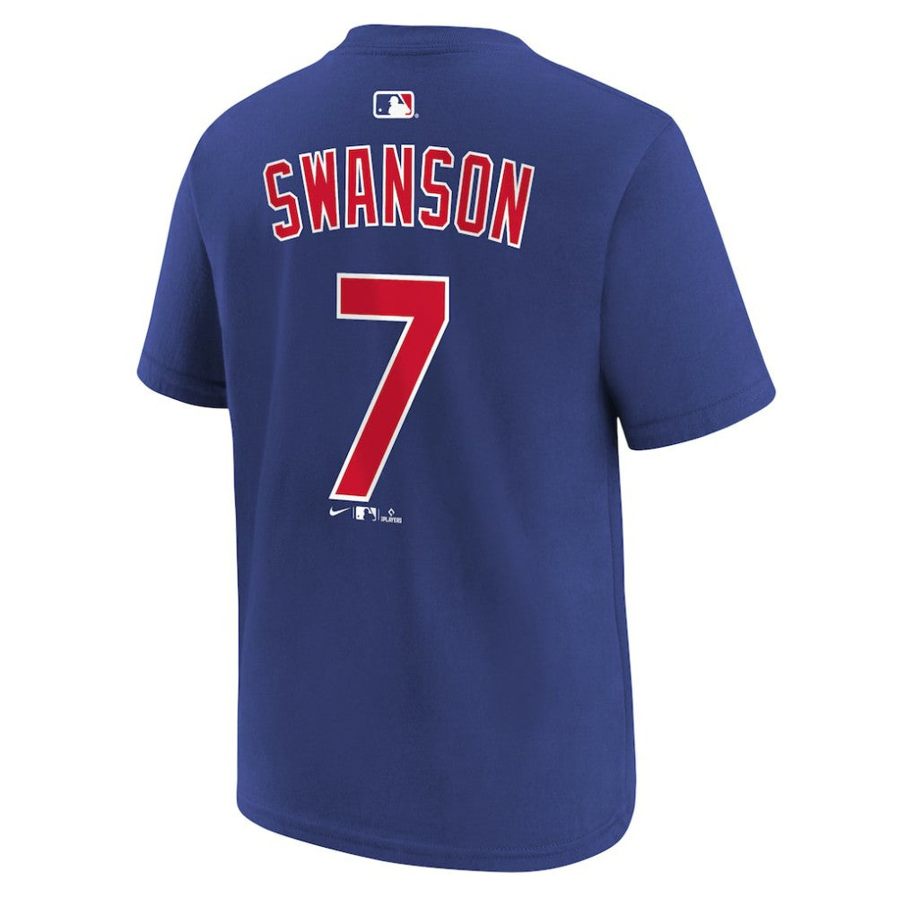 Dansby Swanson Chicago Cubs Youth Name & Number T-Shirt Royal | Nike