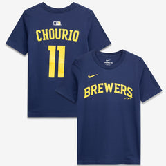 Jackson Chourio Milwaukee Brewers Youth Name & Number T-Shirt Navy | Nike