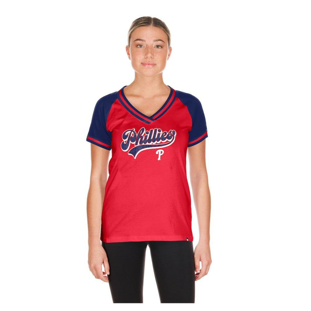Philadelphia Phillies Women's Gameday V-Neck T-Shirt Red | New Era
