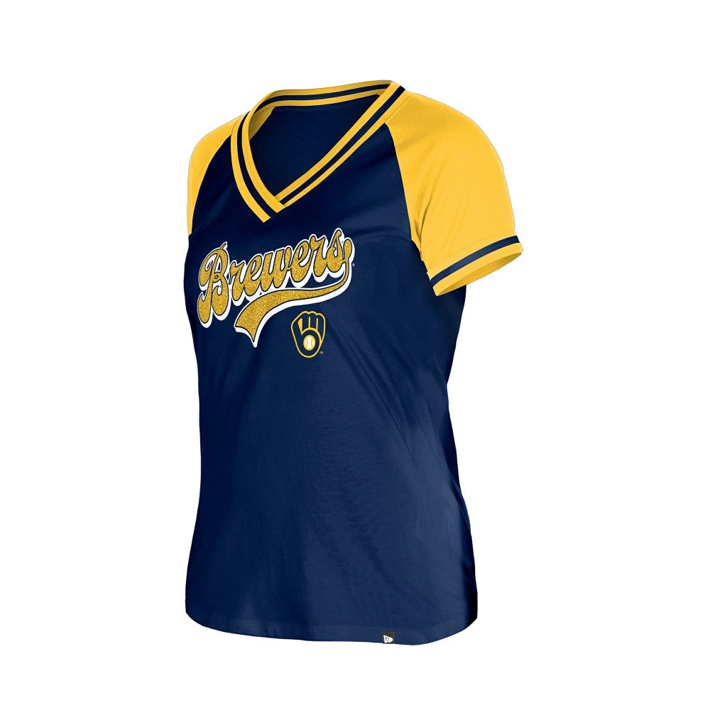 Milwaukee Brewers Women's Gameday V-Neck T-Shirt Navy | New Era