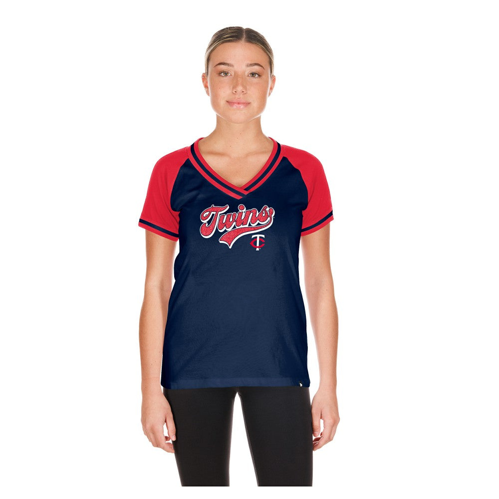 Minnesota Twins Women's Gameday V-Neck T-Shirt Navy | New Era