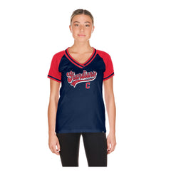 Cleveland Guardians Women's Gameday V-Neck T-Shirt Navy | New Era