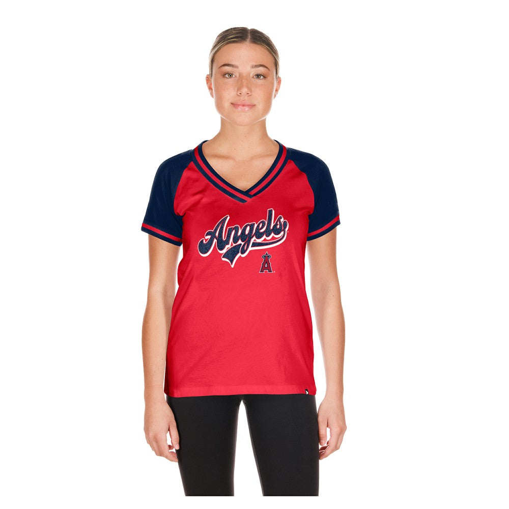 Los Angeles Angels Women's Gameday V-Neck T-Shirt Red | New Era