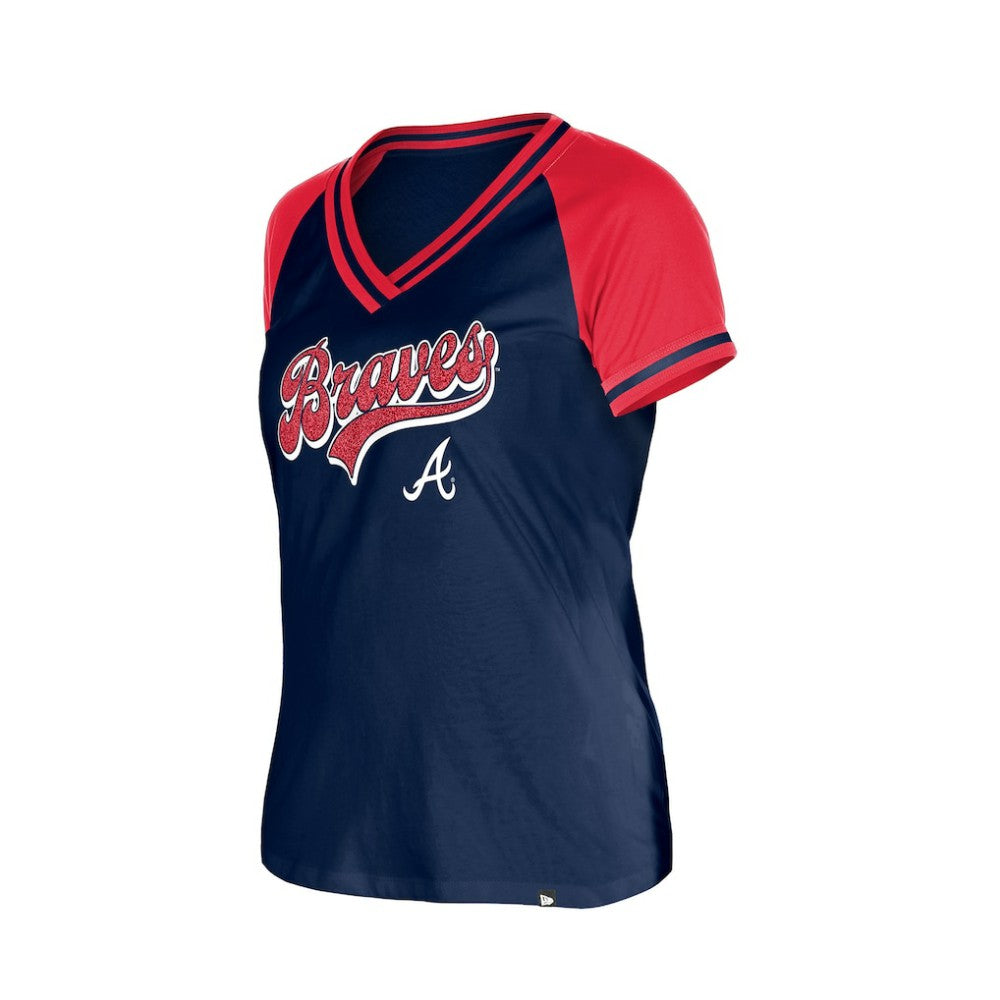 Atlanta Braves Women's Gameday V-Neck T-Shirt Navy | New Era