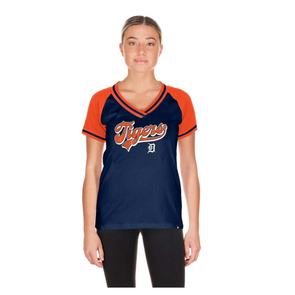 Detroit Tigers Women's Gameday V-Neck T-Shirt Navy | New Era