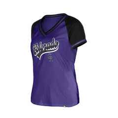 Colorado Rockies Women's Gameday V-Neck T-Shirt Purple | New Era