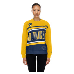 Milwaukee Brewers Women's Gameday Fleece Sweatshirt Navy/Gold | New Era