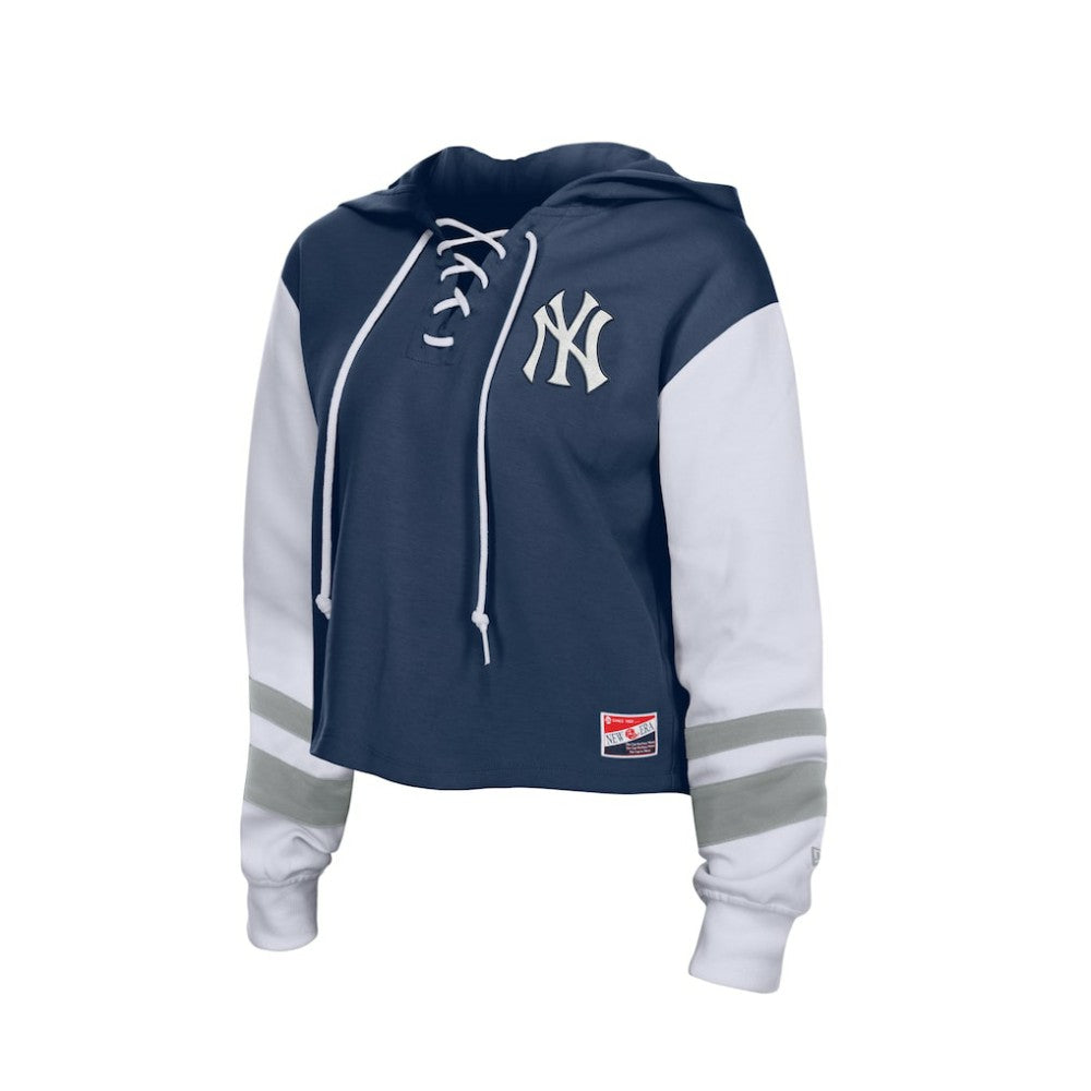 New York Yankees Women's Boxy Lace-Up Hoodie Navy | New Era