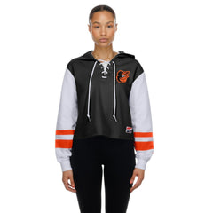 Baltimore Orioles Women's Boxy Lace-Up Hoodie Black | New Era