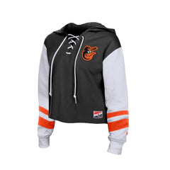 Baltimore Orioles Women's Boxy Lace-Up Hoodie Black | New Era