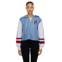 Philadelphia Phillies Women's Boxy Lace-Up Hoodie Light Blue | New Era