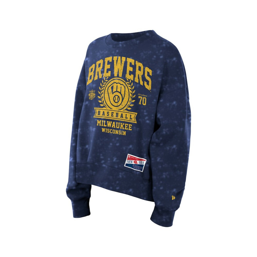 Milwaukee Brewers Women's Throwback Oversized Boxy Sweatshirt Navy | New Era