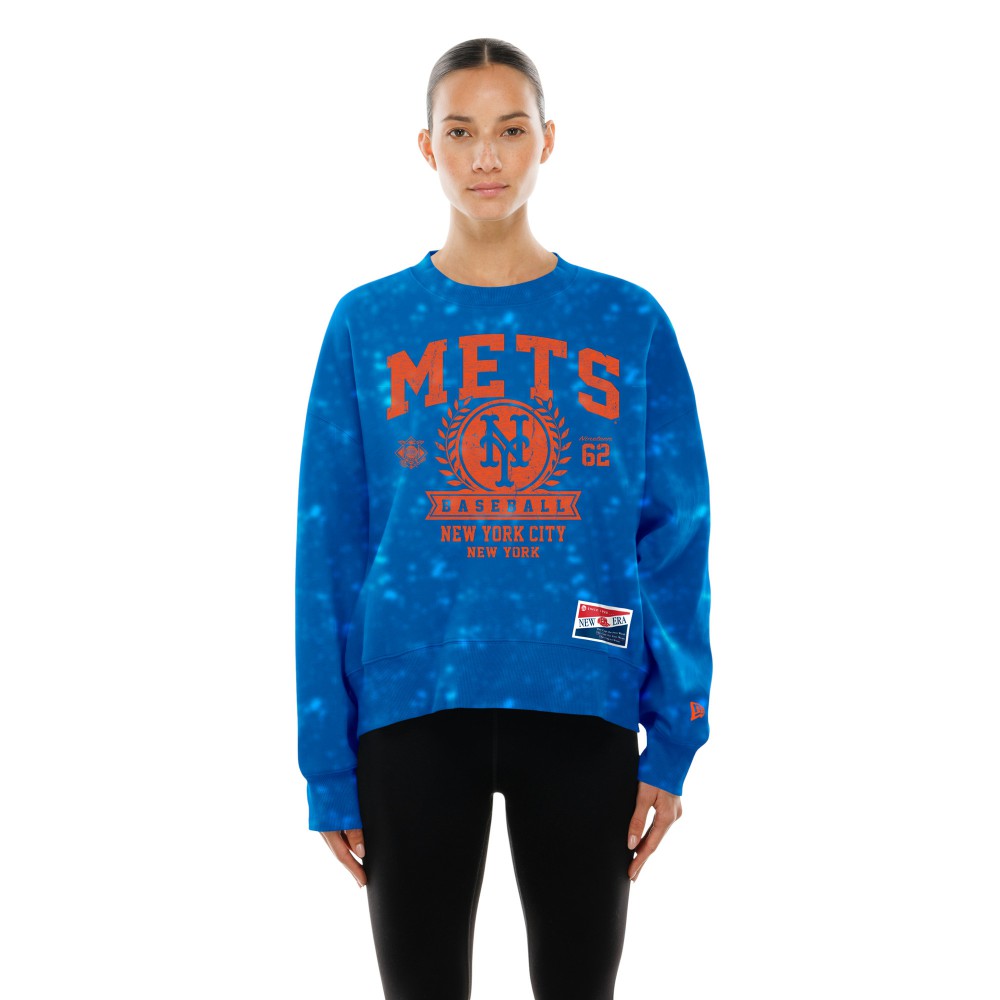 New York Mets Women's Throwback Oversized Boxy Sweatshirt Royal | New Era