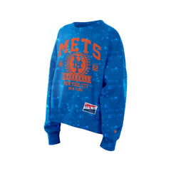 New York Mets Women's Throwback Oversized Boxy Sweatshirt Royal | New Era