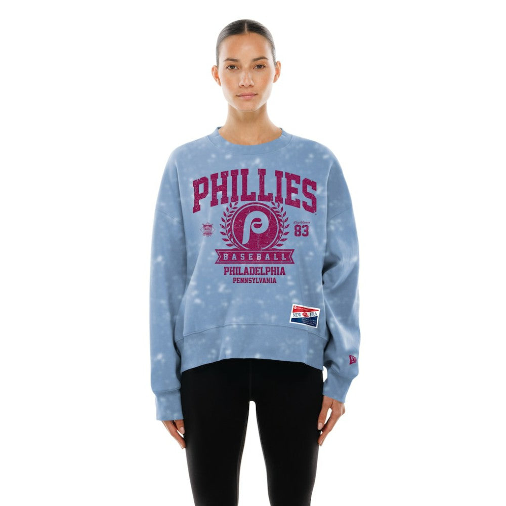 Philadelphia Phillies Women's Throwback Oversized Boxy Sweatshirt Light Blue | New Era