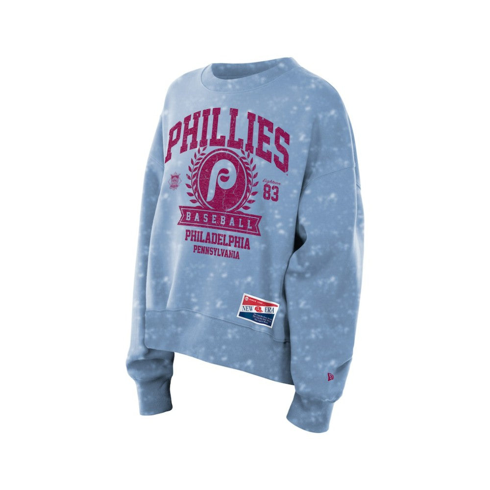 Philadelphia Phillies Women's Throwback Oversized Boxy Sweatshirt Light Blue | New Era