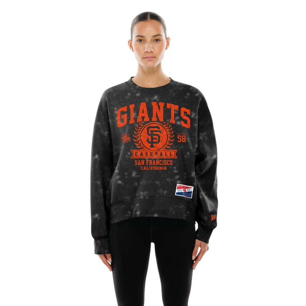 San Francisco Giants Women's Throwback Oversized Boxy Sweatshirt Black | New Era