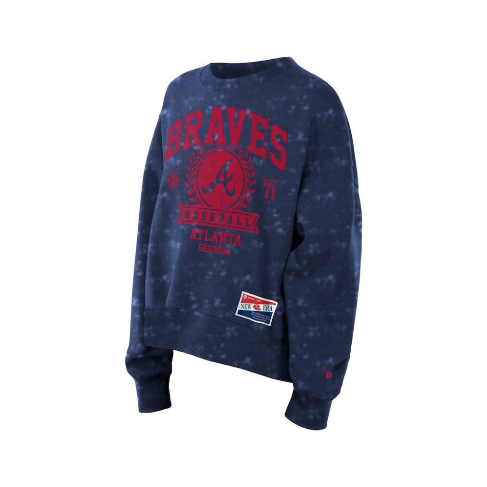 Atlanta Braves Women's Throwback Oversized Boxy Sweatshirt Navy | New Era